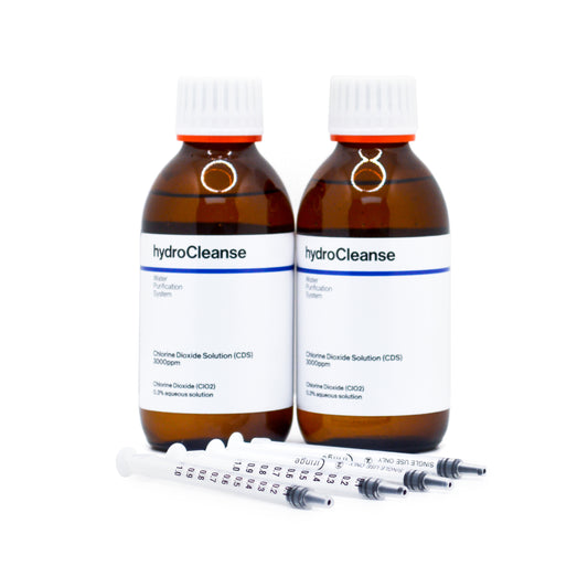 Chlorine Dioxide (ClO2) solution at 0.3% (3000 ppm), activated CDS for water purification 2 x 200ml – Ready to use, just dilute